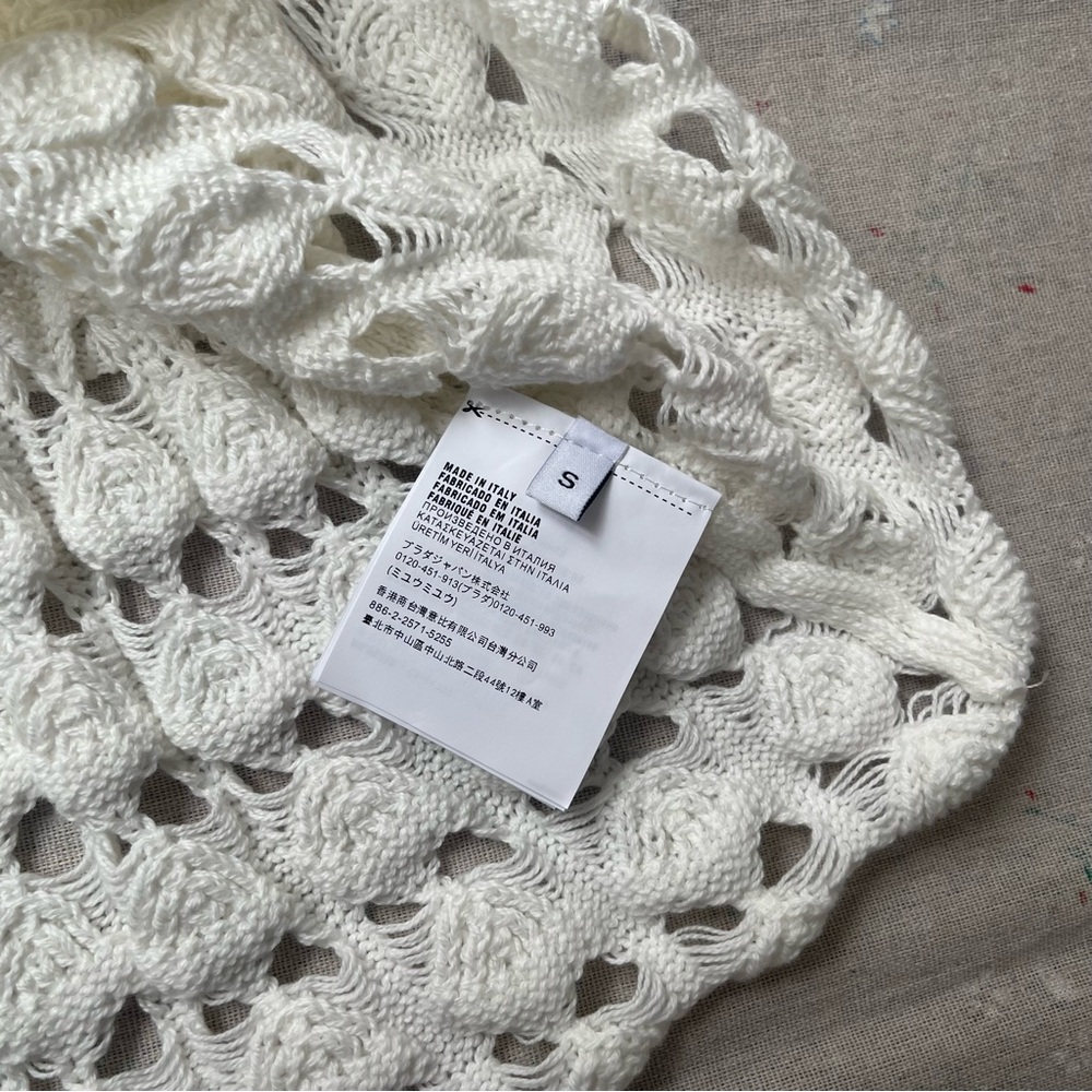Miu Miu White Strapless Crochet Knit Dress - Picture 6 of 9